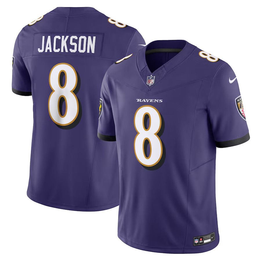 Men Baltimore Ravens #8 Lamar Jackson Nike Purple Vapor F.U.S.E. Limited NFL Jerseys